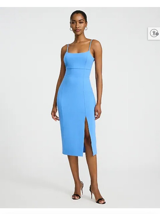 Express Dresses & Skirts - Crepe Square Neck Sleeveless Seamed Midi Sheath Dress